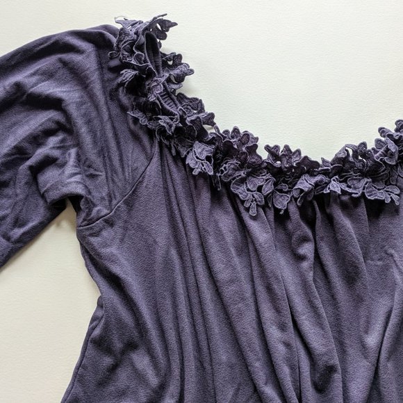 Grape Lilac Purple Top Floral Lace Collar - Picture 6 of 9